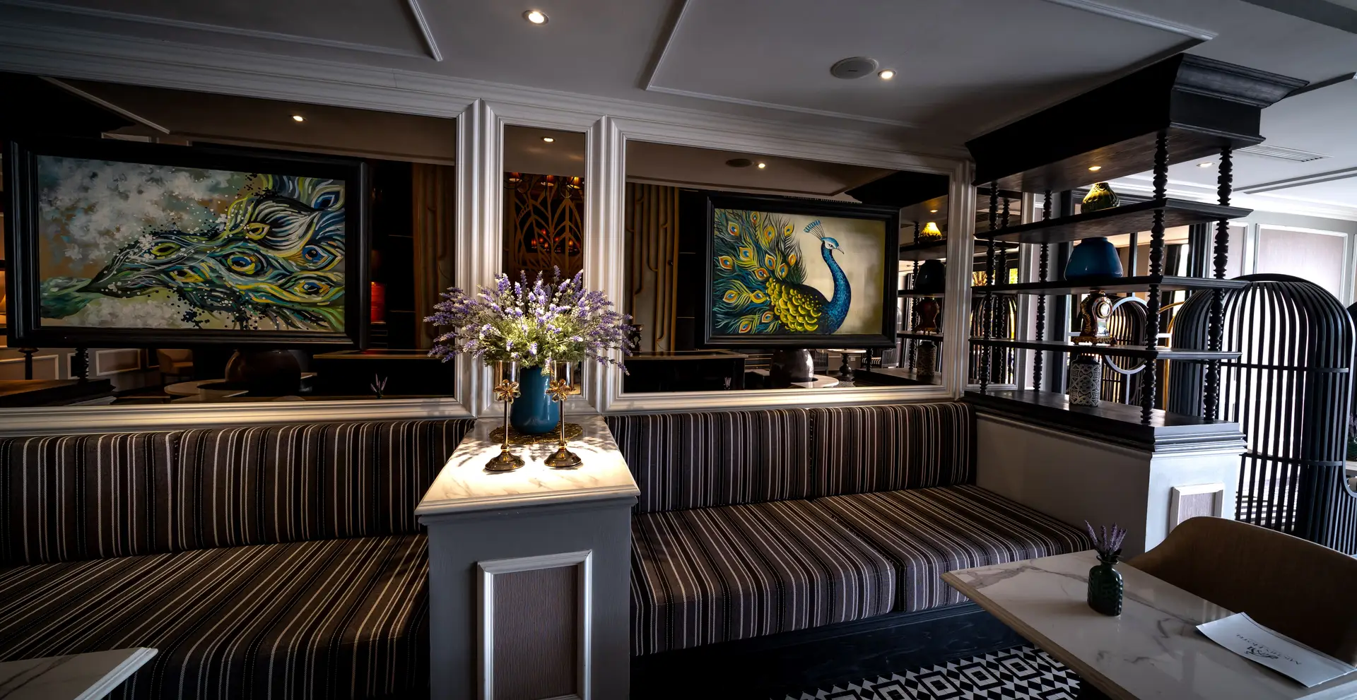 Elegant restaurant interior with luxury lighting