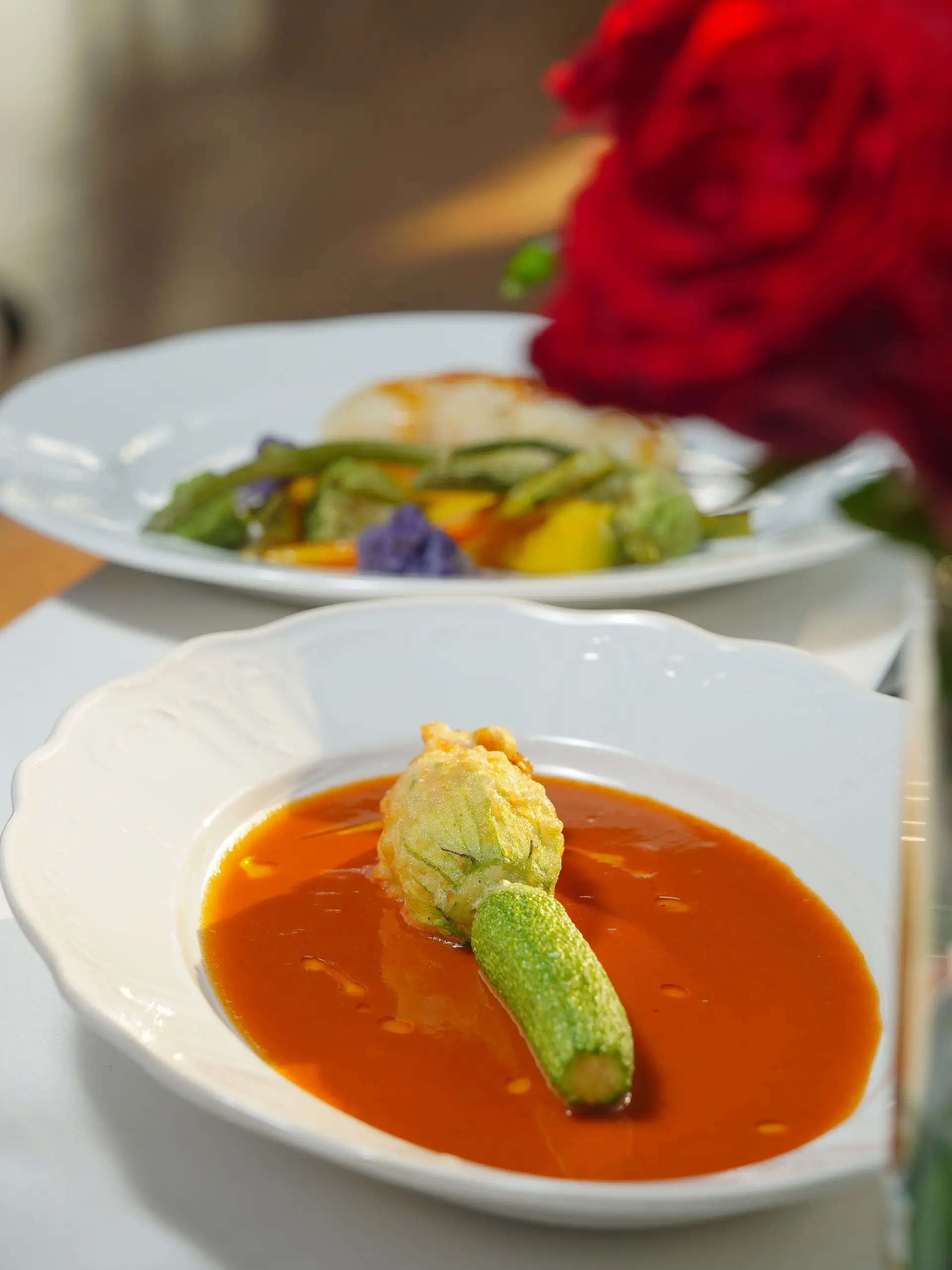 Zucchini blossom soup